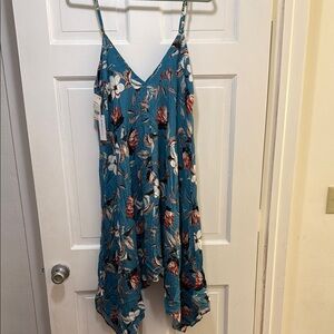 BCBGeneration Teal Floral High Low Dress